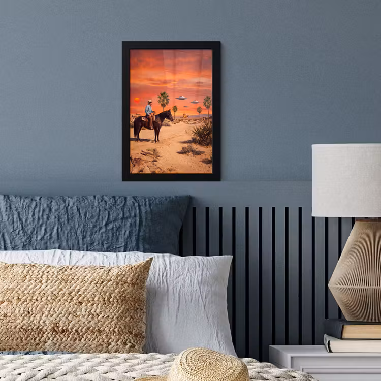 Poster met lijst - Cowboy - Paard - Woestijn — 4