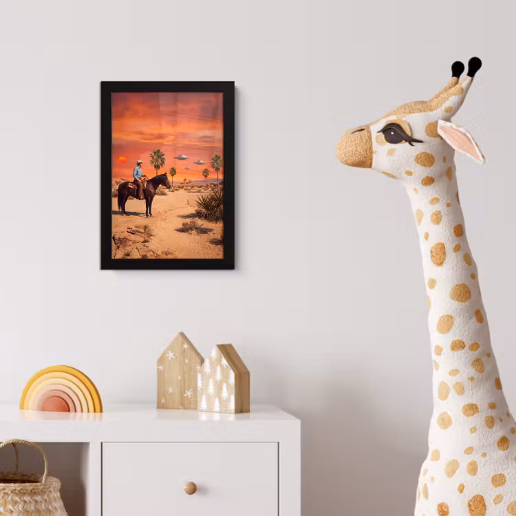 Poster met lijst - Cowboy - Paard - Woestijn — 5
