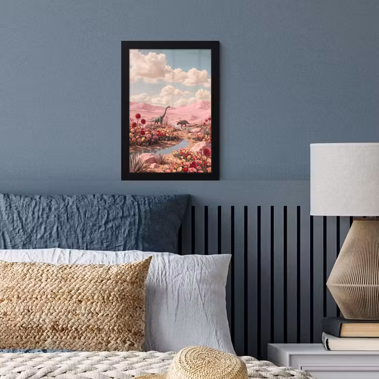 Poster met lijst - Dinosaurus - Roze - Landschap — 4