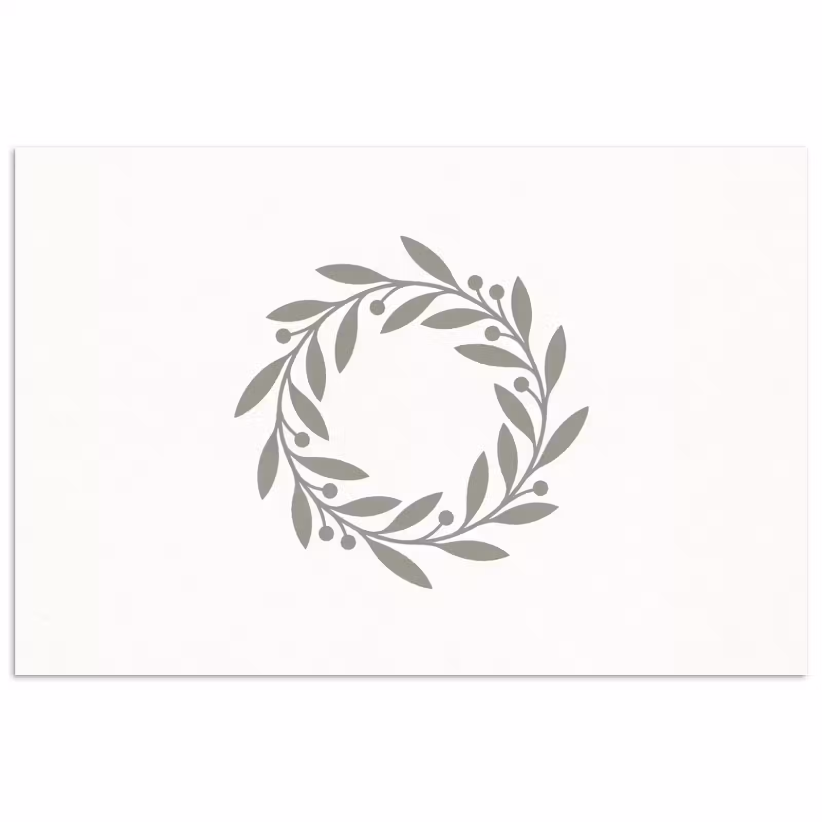 Poster - Krans - Bladeren - Natuur - Minimalistisch - Grijs — 1