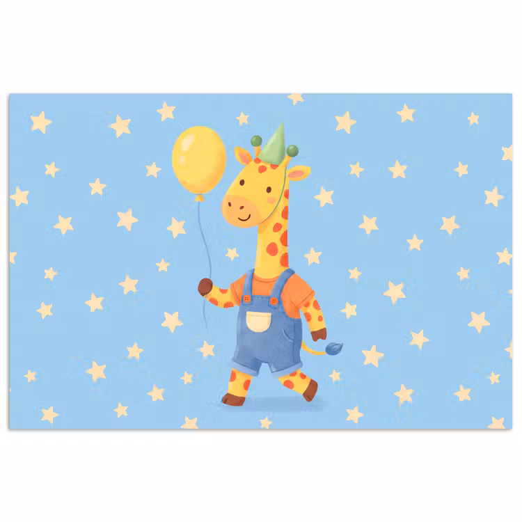 Poster - Dieren - Giraffe - Ballon - Feest - Kinderkamer — 1