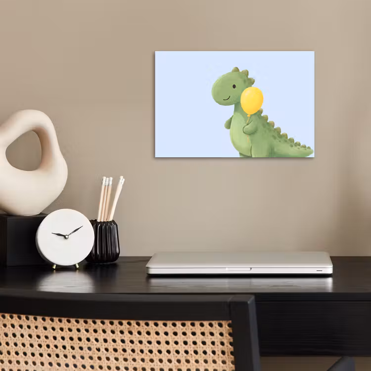 Poster - Dinosaurus - Ballon - Kinderkamer - Illustratie - Groen — 2