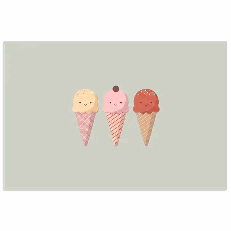 Poster - IJs - Hoorntjes - Eten - Illustratie - Vrolijk — 1