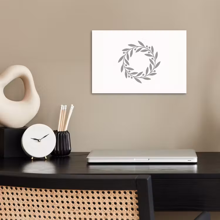Poster - Krans - Bladeren - Natuur - Minimalistisch - Grijs — 2