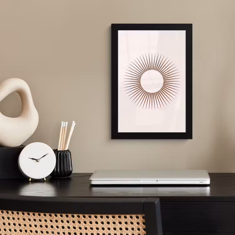 Poster met lijst - Abstract - Zon - Symbool - Modern - Beige — 3