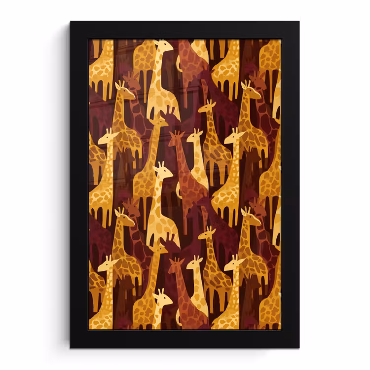 Poster met lijst - Bruin - Giraffen - Safari - Patroon — 1
