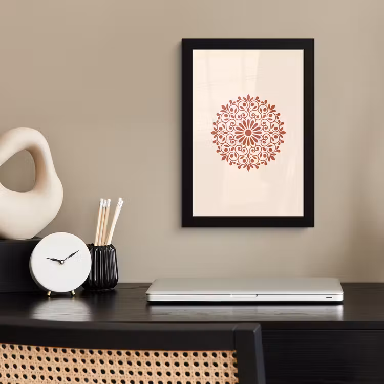 Poster met lijst - Decoratie - Cirkel - Symmetrisch - Modern - Roodbruin — 3