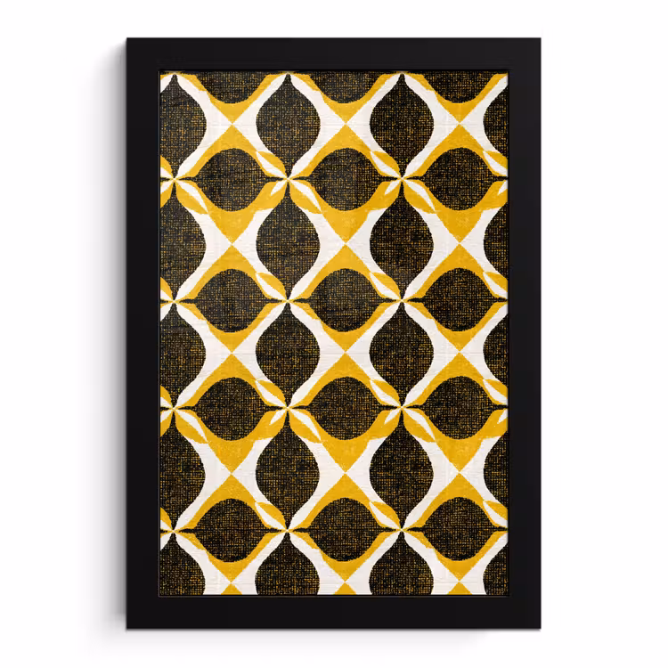 Poster met lijst - Geel - Zwart - Geometrisch - Retro - Textuur — 1