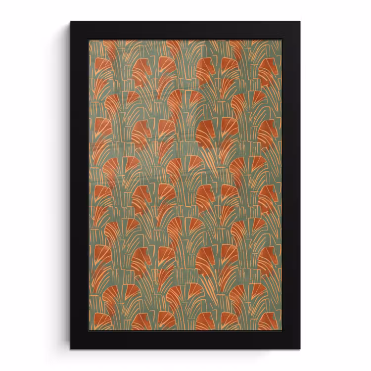 Poster met lijst - Groen - Terracotta - Deco - Waaiers — 1