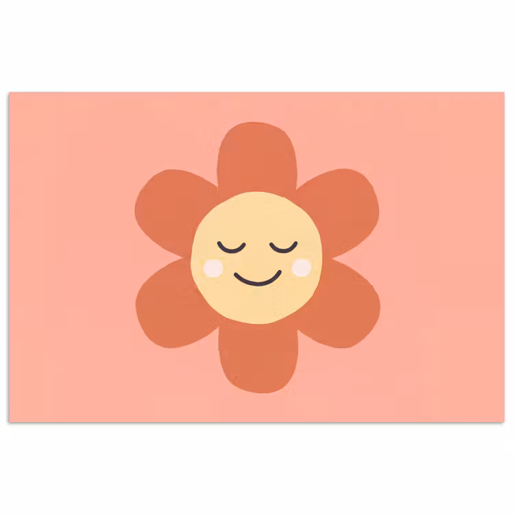Poster - Bloemen - Tekenfilm - Kind - Roze — 1