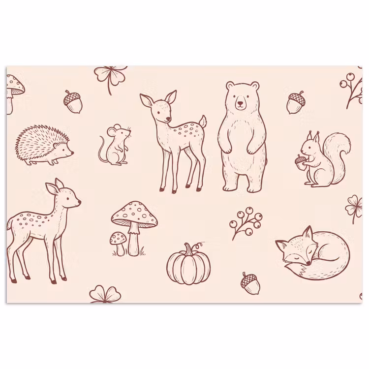 Poster - Dieren - Bos - Natuur - Schets - Patroon — 1