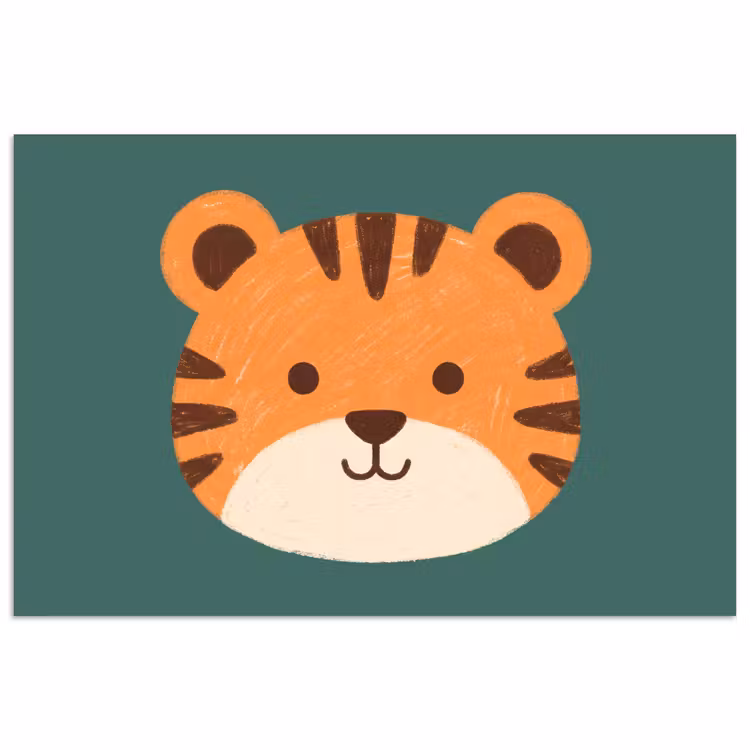 Poster - Dieren - Kop - Oranje - Illustratie - Modern — 1