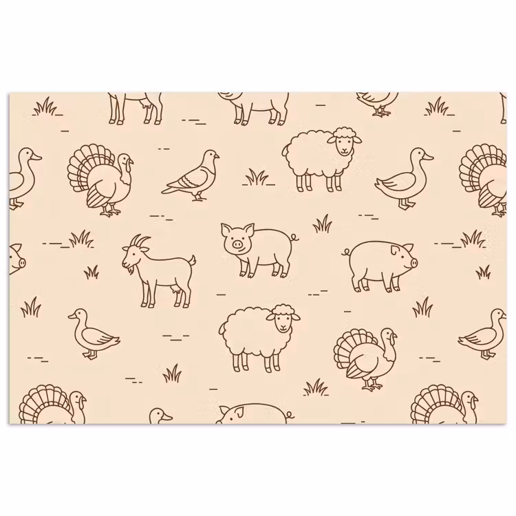 Poster - Dieren - Patroon - Boerderij - Minimalistisch - Beige — 1