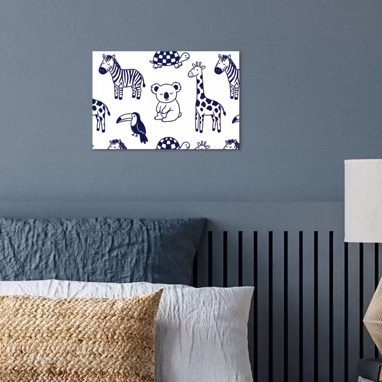 Poster - Dieren - Patroon - Kinderkamer - Grafisch - Wit-Blauw — 3