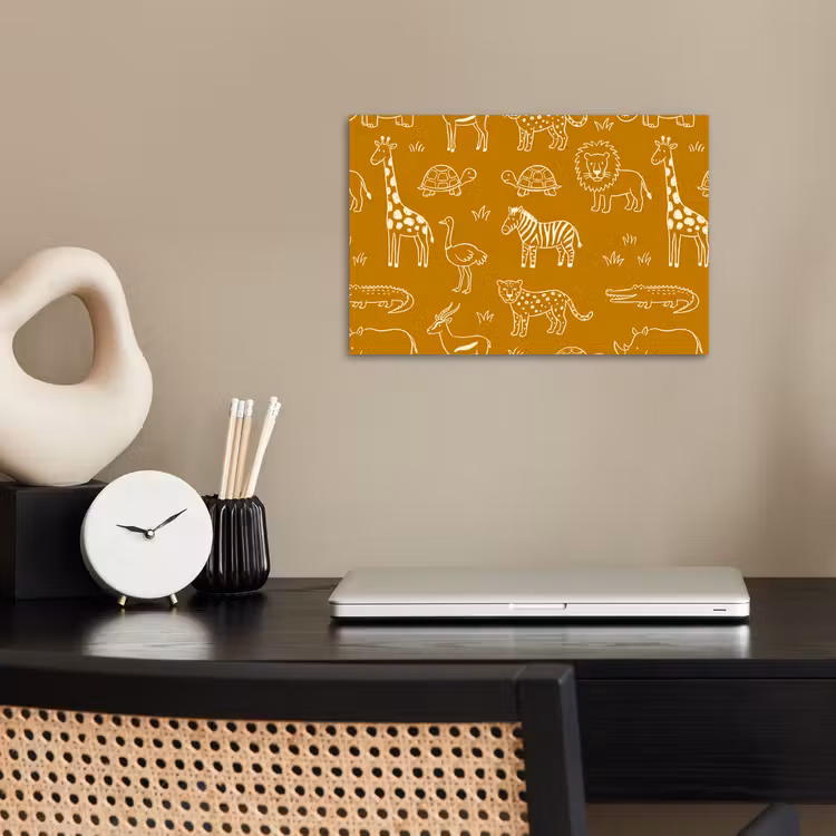 Poster - Dieren - Safari - Patroon - Kinderlijk - Oker — 2