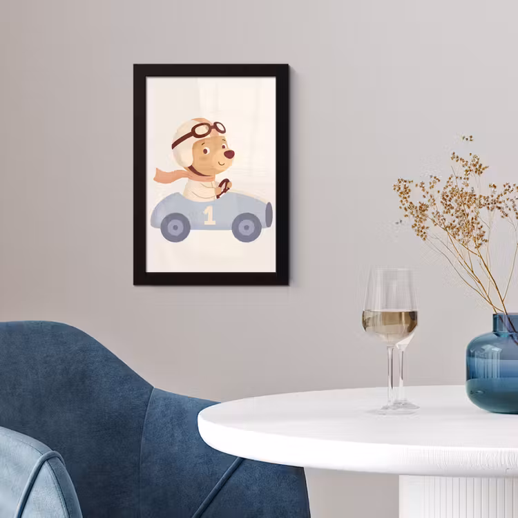 Poster met lijst - Beer - Auto - Kinderkamer - Cartoon - Speels — 2