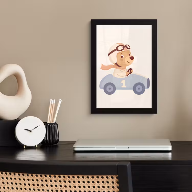Poster met lijst - Beer - Auto - Kinderkamer - Cartoon - Speels — 3