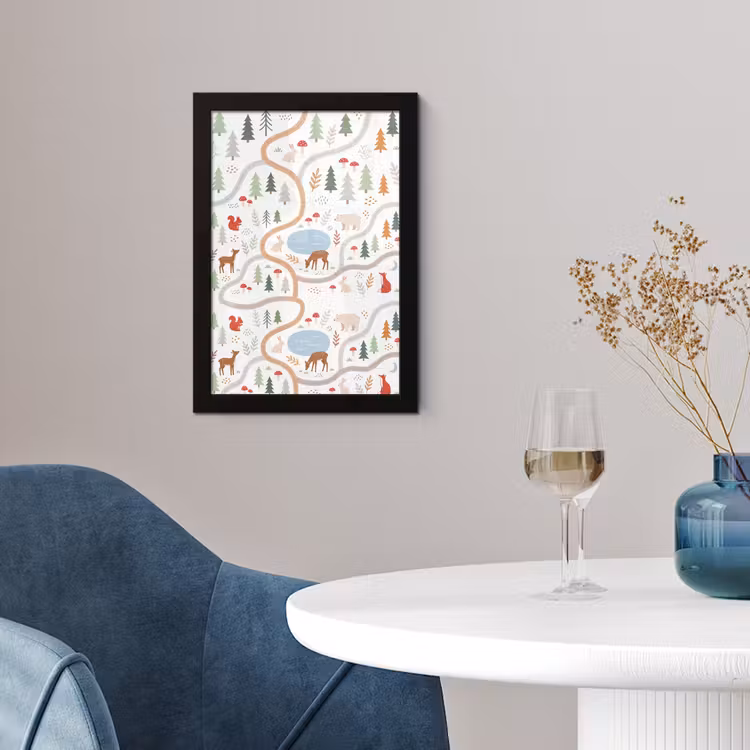 Poster met lijst - Dieren - Bos - Illustratie — 2