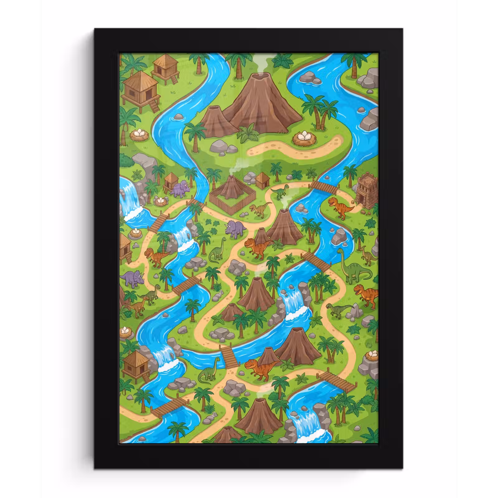 Poster met lijst - Dinosaurus - Landschap - Cartoon — 1