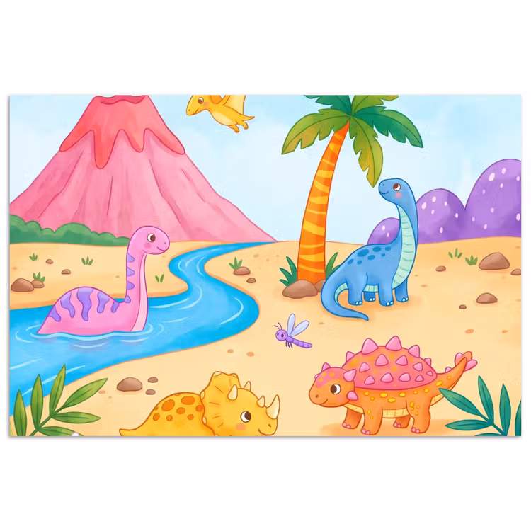Poster - Dinosaurus - Jungle - Illustratie — 1