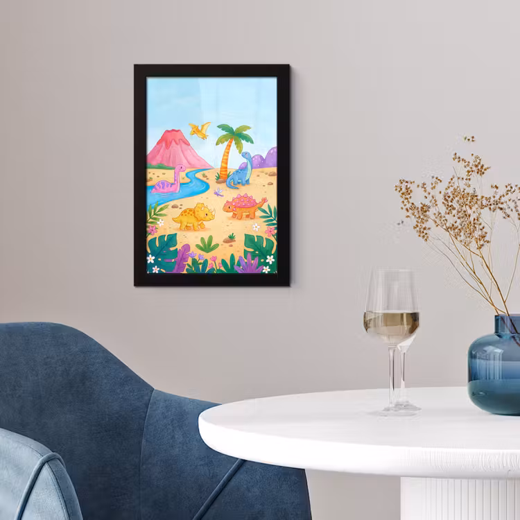 Poster met lijst - Dinosaurus - Jungle - Illustratie — 2