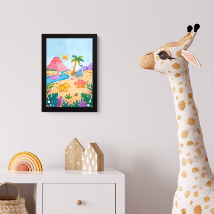 Poster met lijst - Dinosaurus - Jungle - Illustratie — 5