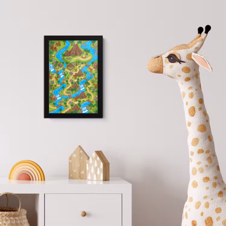 Poster met lijst - Dinosaurus - Landschap - Cartoon — 5