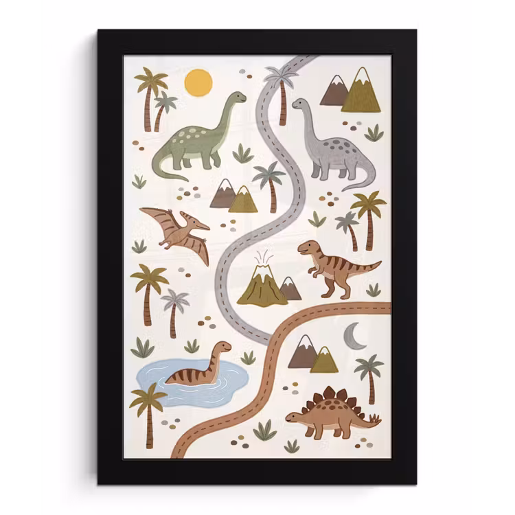 Poster met lijst - Dinosaurus - Natuur - Speels — 1