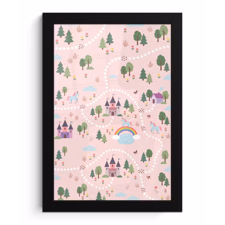 Poster met lijst - Eenhoorn - Kasteel - Fantasy — 1