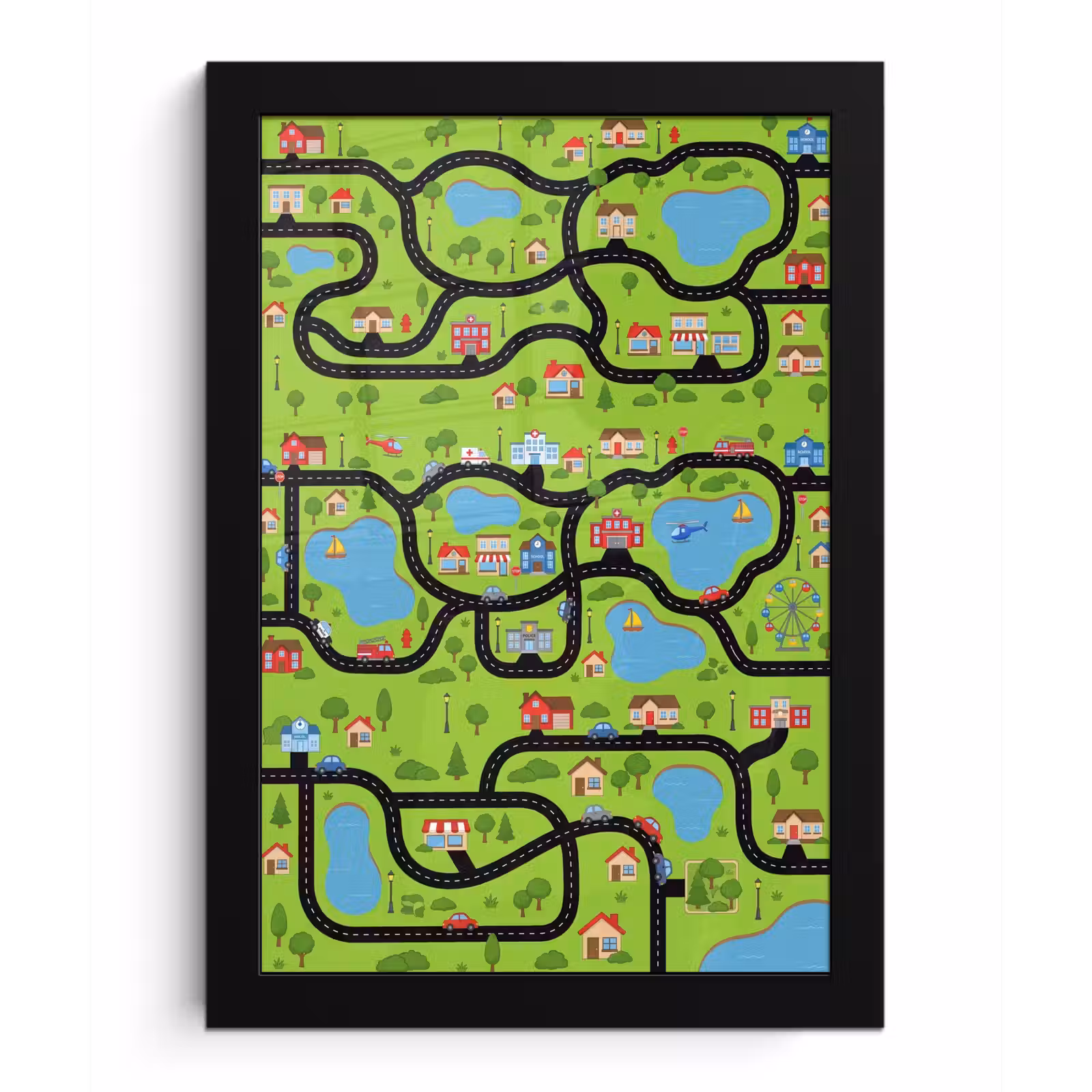 Poster met lijst - Dorp - Wegen - Cartoon — 1