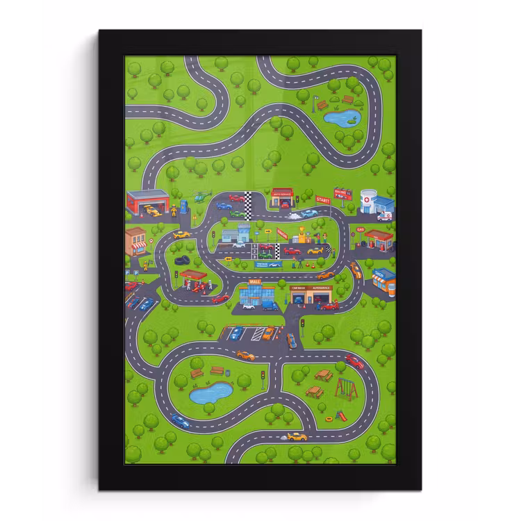 Poster met lijst - Circuit - Auto - Cartoon — 1