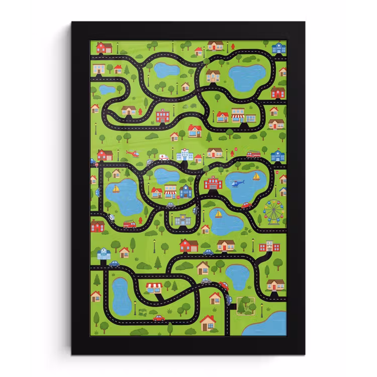 Poster met lijst - Dorp - Wegen - Cartoon — 1