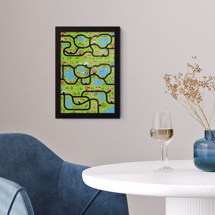 Poster met lijst - Dorp - Wegen - Cartoon — 2