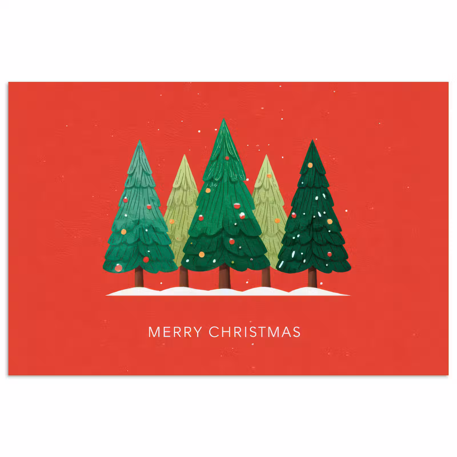 Poster - Minimalistisch - Kerstbomen - Rood - Sneeuw — 1