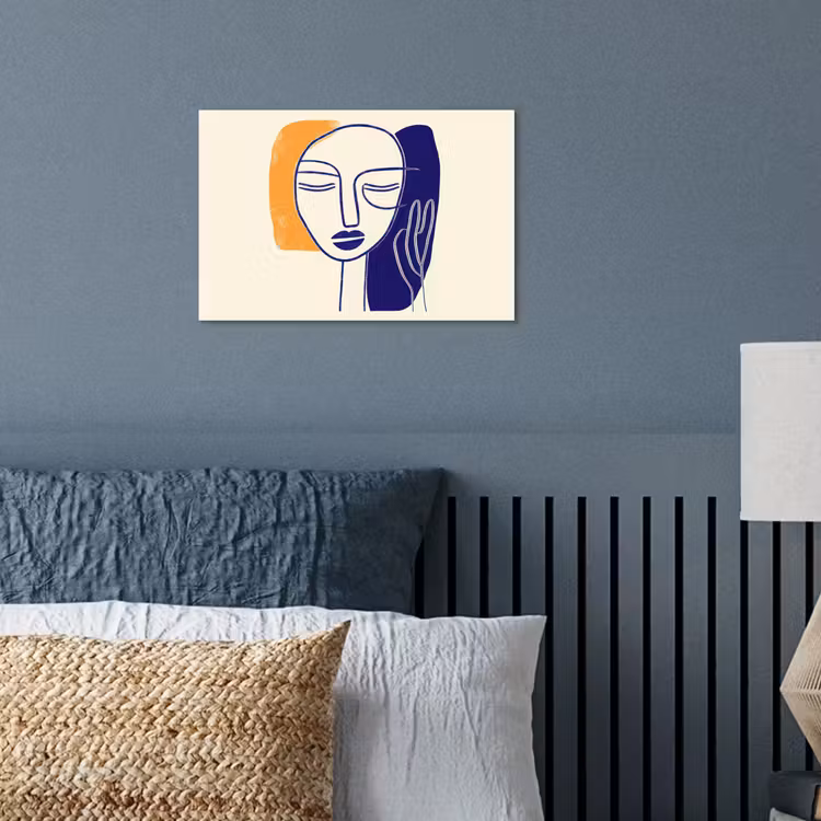 Poster - Minimalistisch - Gezicht - Hand - Oranje - Blauw — 3