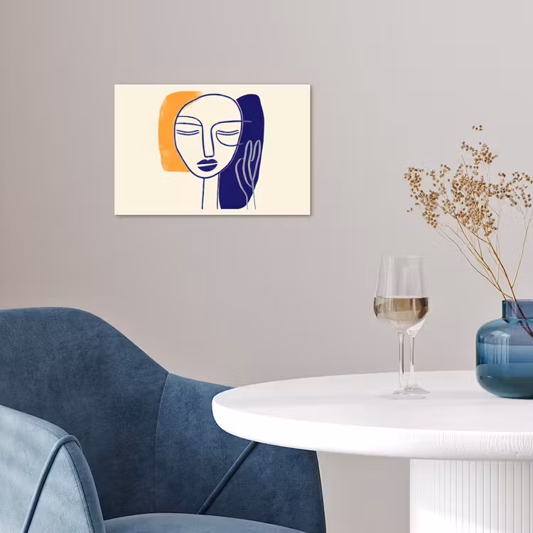 Poster - Minimalistisch - Gezicht - Hand - Oranje - Blauw — 4
