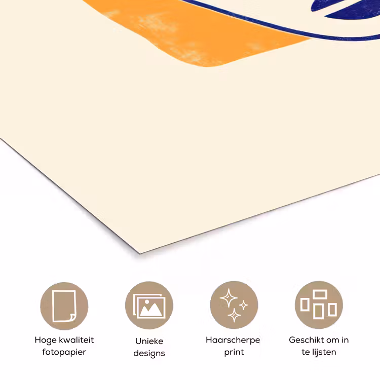 Poster - Minimalistisch - Gezicht - Hand - Oranje - Blauw — 5