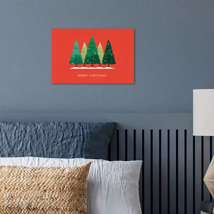 Poster - Minimalistisch - Kerstbomen - Rood - Sneeuw — 3