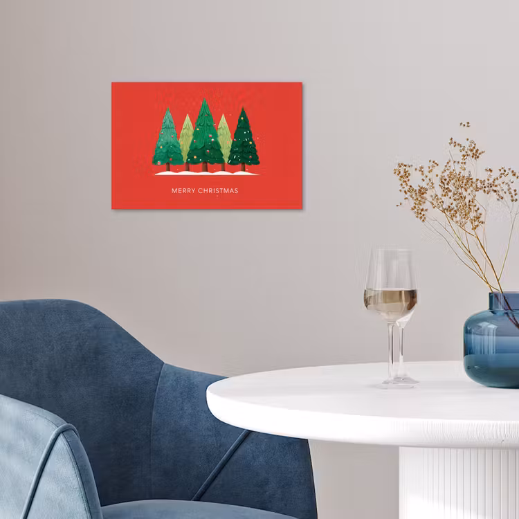 Poster - Minimalistisch - Kerstbomen - Rood - Sneeuw — 4