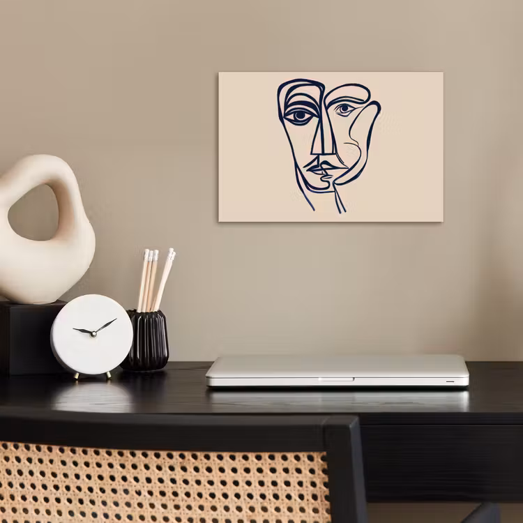 Poster - Minimalistisch - Lijnillustratie - Beige - Donkerblauw — 2
