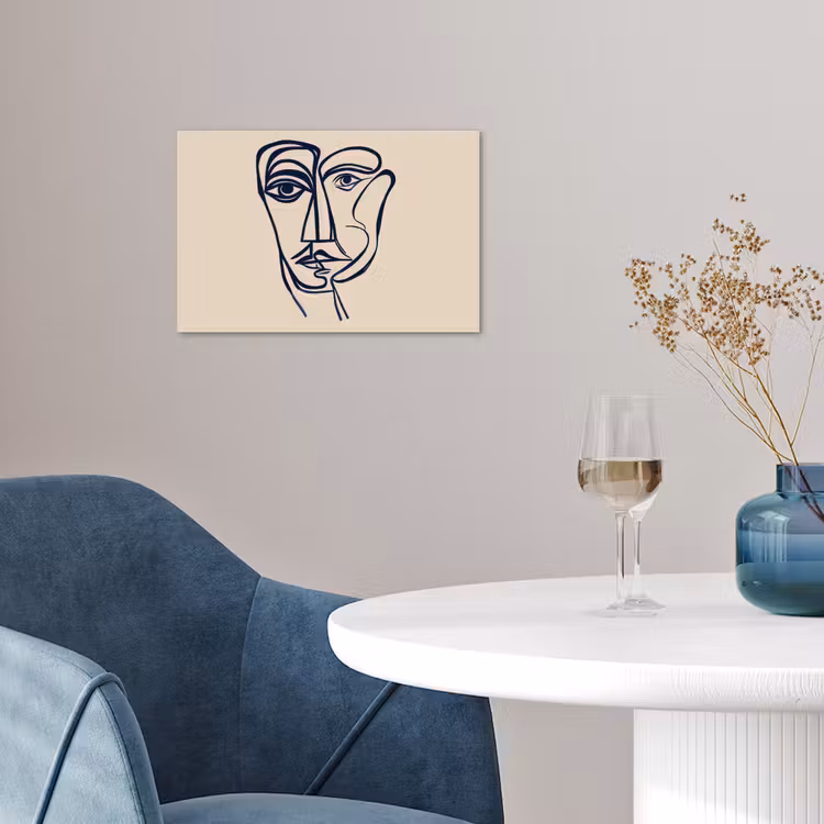 Poster - Minimalistisch - Lijnillustratie - Beige - Donkerblauw — 4