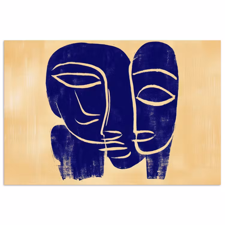 Poster - Okergeel - Blauw - Eenvoudige lijnen — 1