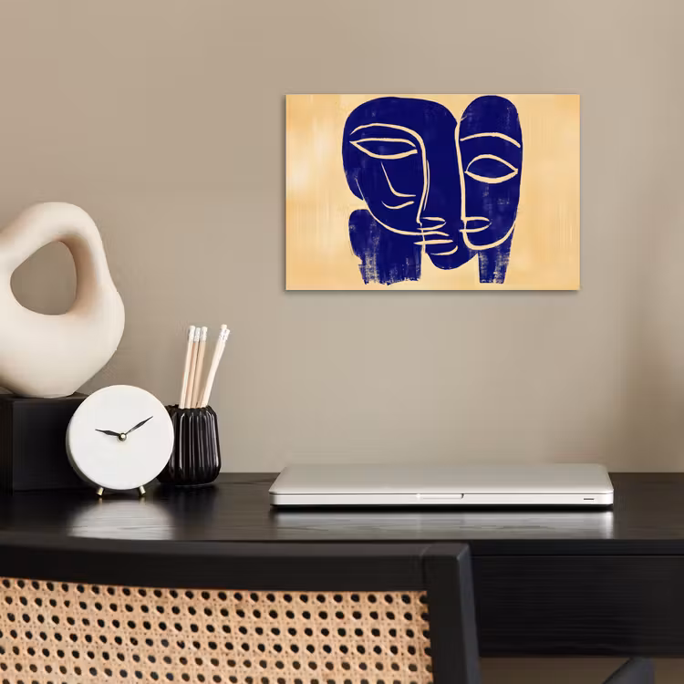 Poster - Okergeel - Blauw - Eenvoudige lijnen — 2