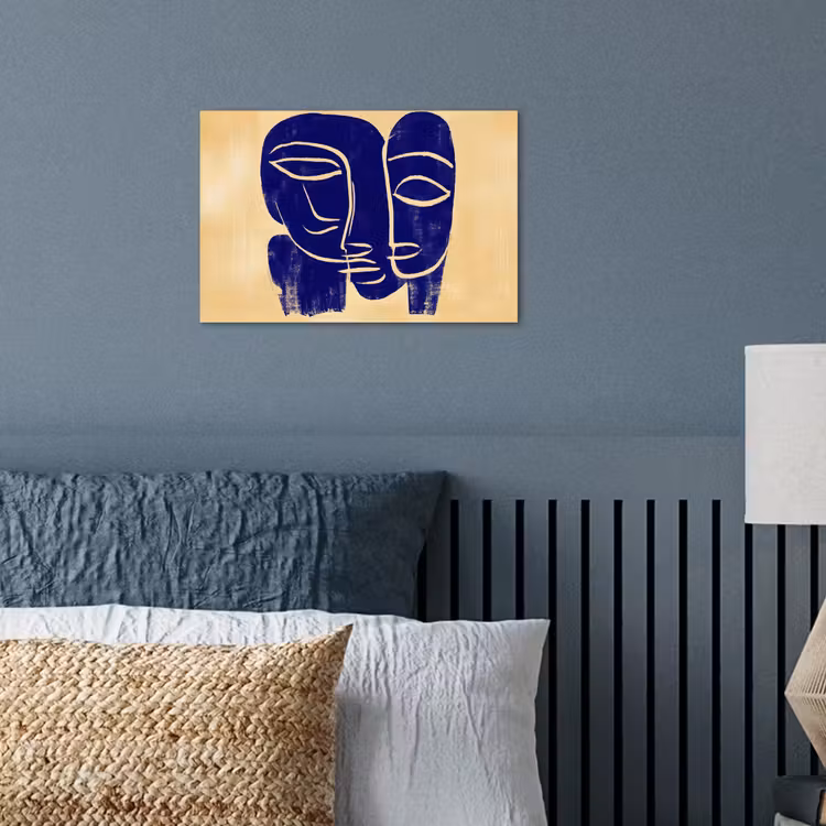 Poster - Okergeel - Blauw - Eenvoudige lijnen — 3