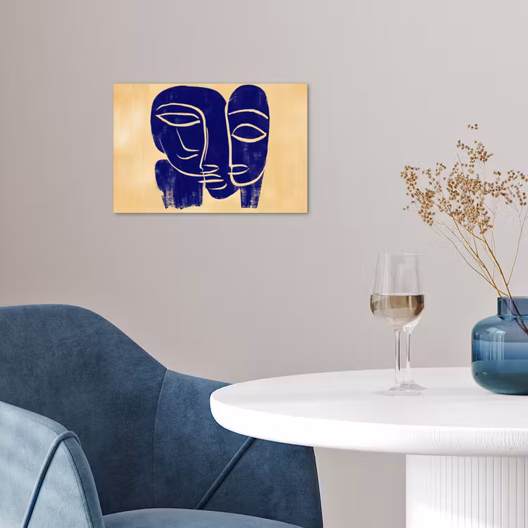 Poster - Okergeel - Blauw - Eenvoudige lijnen — 4