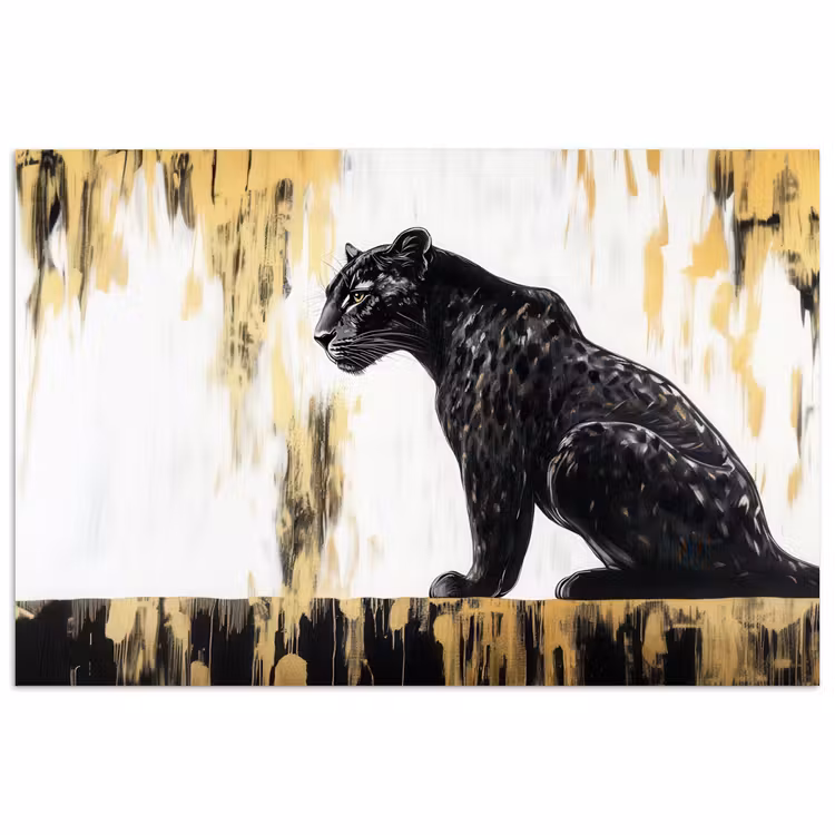Poster - Panter - Zwart - Abstract - Goud — 1