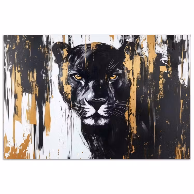 Poster - Panter - Zwart - Abstract - Verfstreken — 1