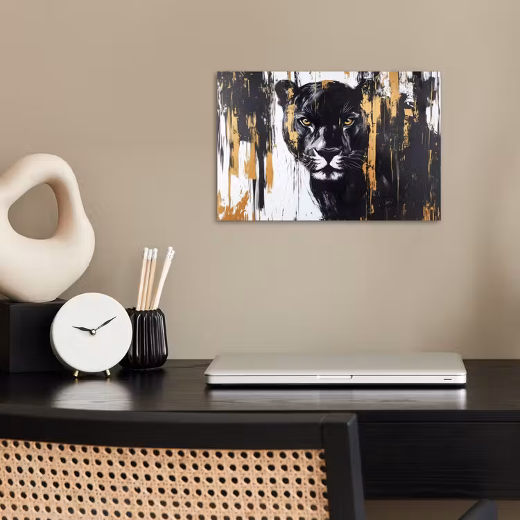 Poster - Panter - Zwart - Abstract - Verfstreken — 2