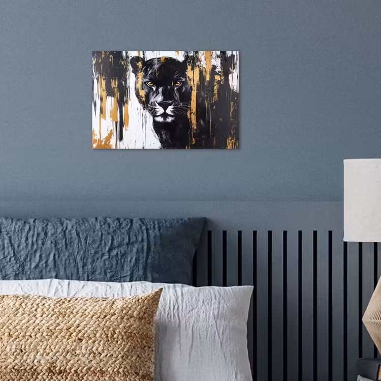 Poster - Panter - Zwart - Abstract - Verfstreken — 3