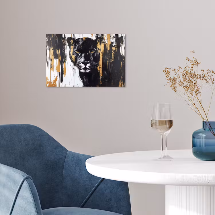Poster - Panter - Zwart - Abstract - Verfstreken — 4
